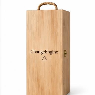 Laser-Engraved Wood Box w/Custom Etched Sparkling Wine Bottle + Flutes